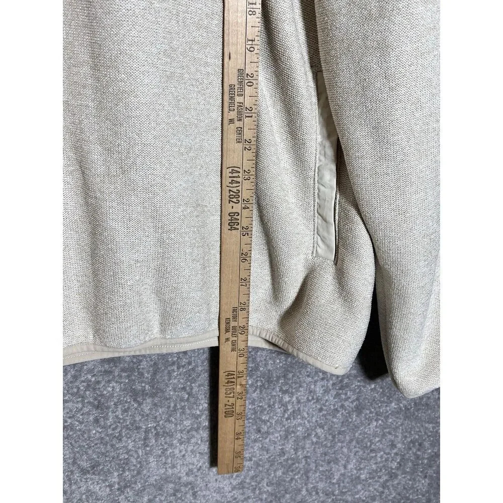 Eddie Bauer 1/4 Snap Fleece Lined‎ Sweater Mens Size XXL Beige Kangaroo Pocket